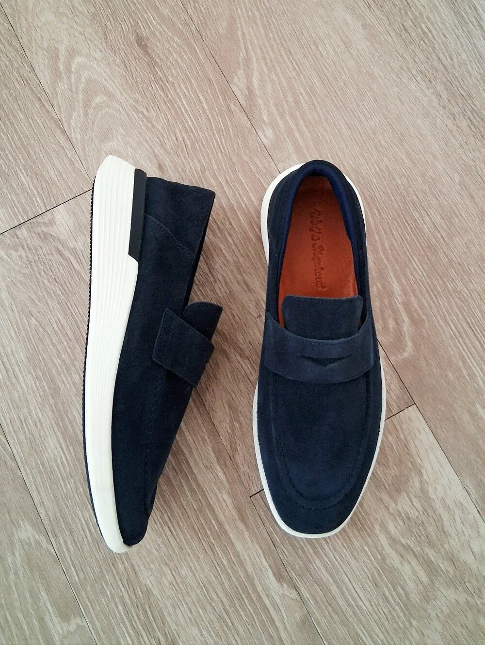 Wolf & Shepherd Crossover Loafer In Navy Suede